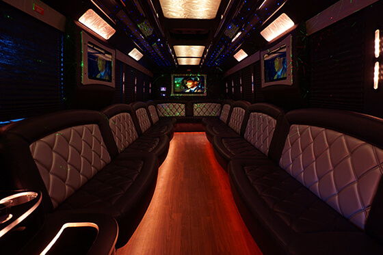 Party bus with booming stereo